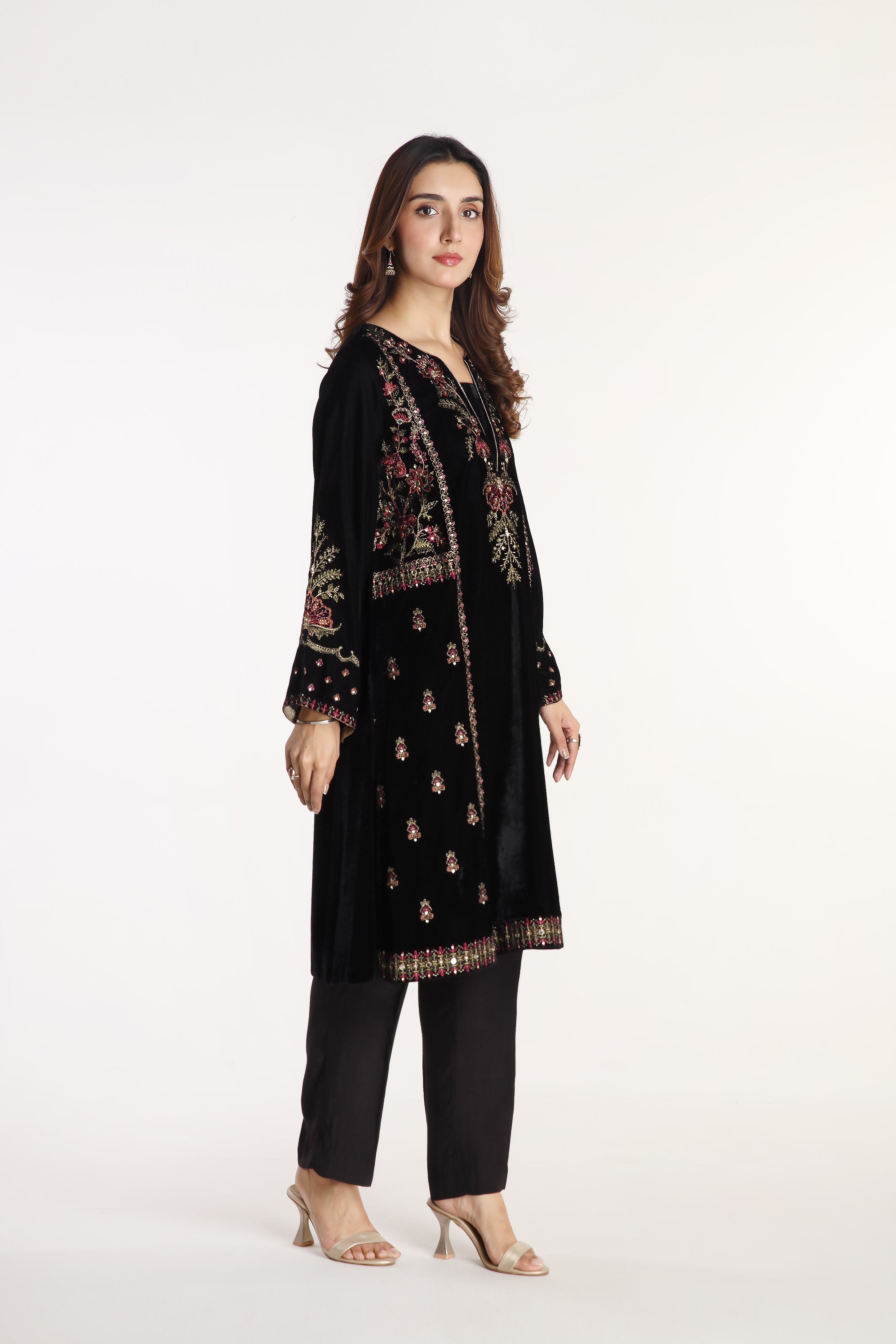 1 Piece Velvet Embroidered Shirt (AV0017)