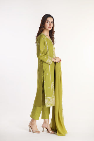 3 Piece Slub Khaddar Embroidered Suit (BA0042)