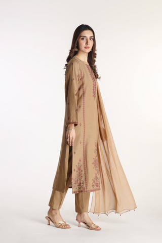 3 Piece Cotton Karandi Embroidered Suit (BA0044)