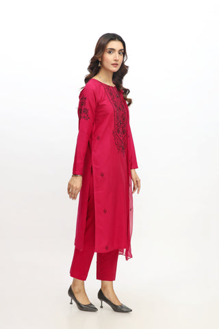 3 Piece Slub Khaddar Embroidered Suit (BA0054)