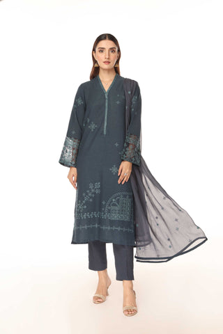 3 Piece Cotton Karandi Embroidered Suit (BA0081)