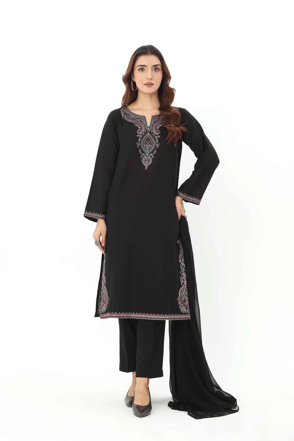 2 Piece Cotton Karandi Embroidered Suit (BA0112)