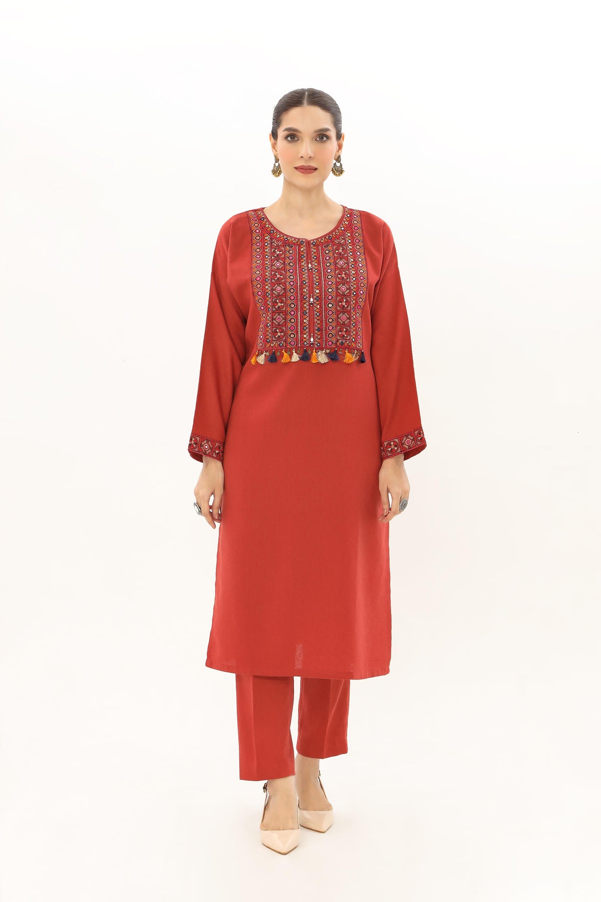 2 Piece Cotton Karandi Embroidered Suit (BA0115)