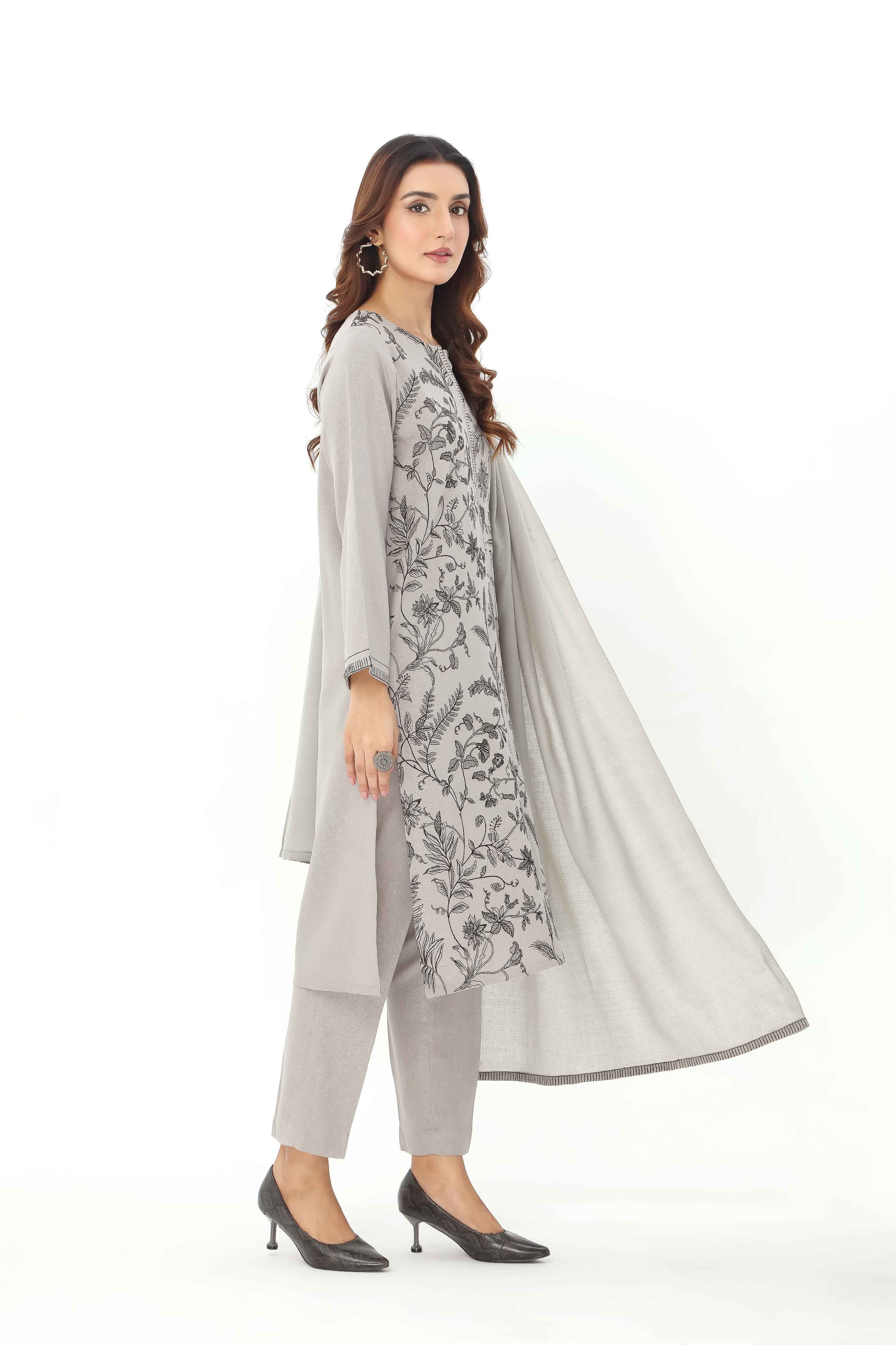 3 Piece Cotton Karandi Embroidered Suit (BA0119)