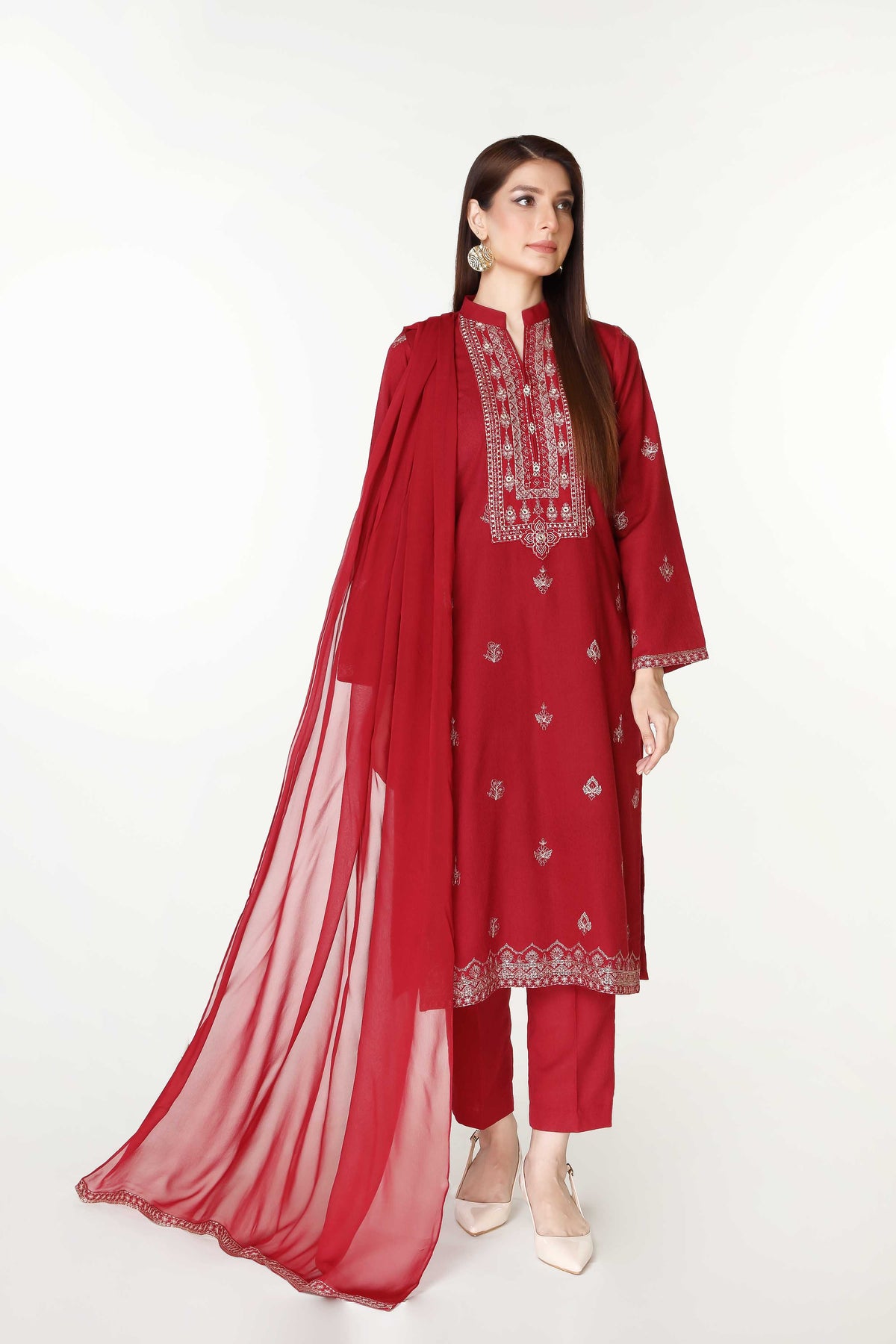 3 Piece Lawn Karandi Embroidered Suit  (BB9941)