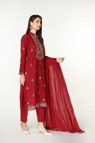 3 Piece Lawn Karandi Embroidered Suit  (BB9941)