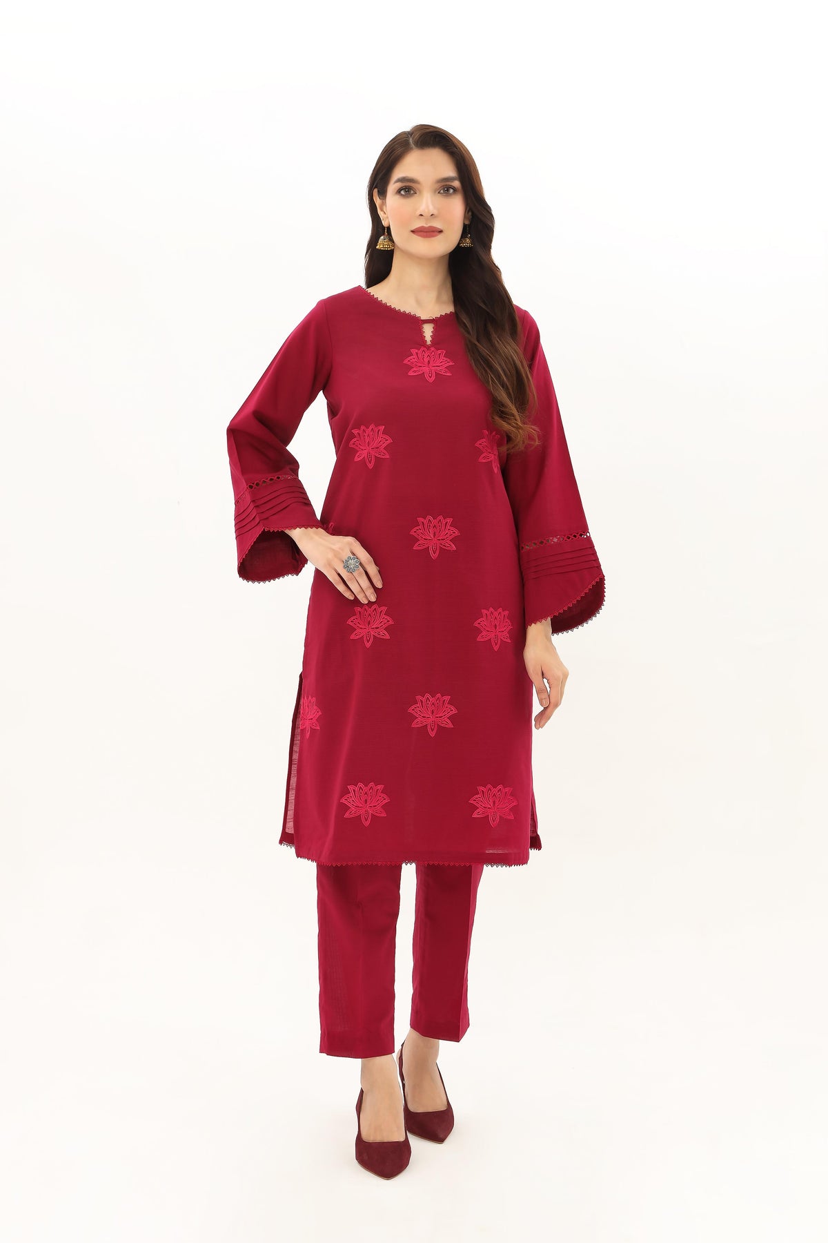 2 Piece Slub Khaddar Embroidered Suit (BE0024)