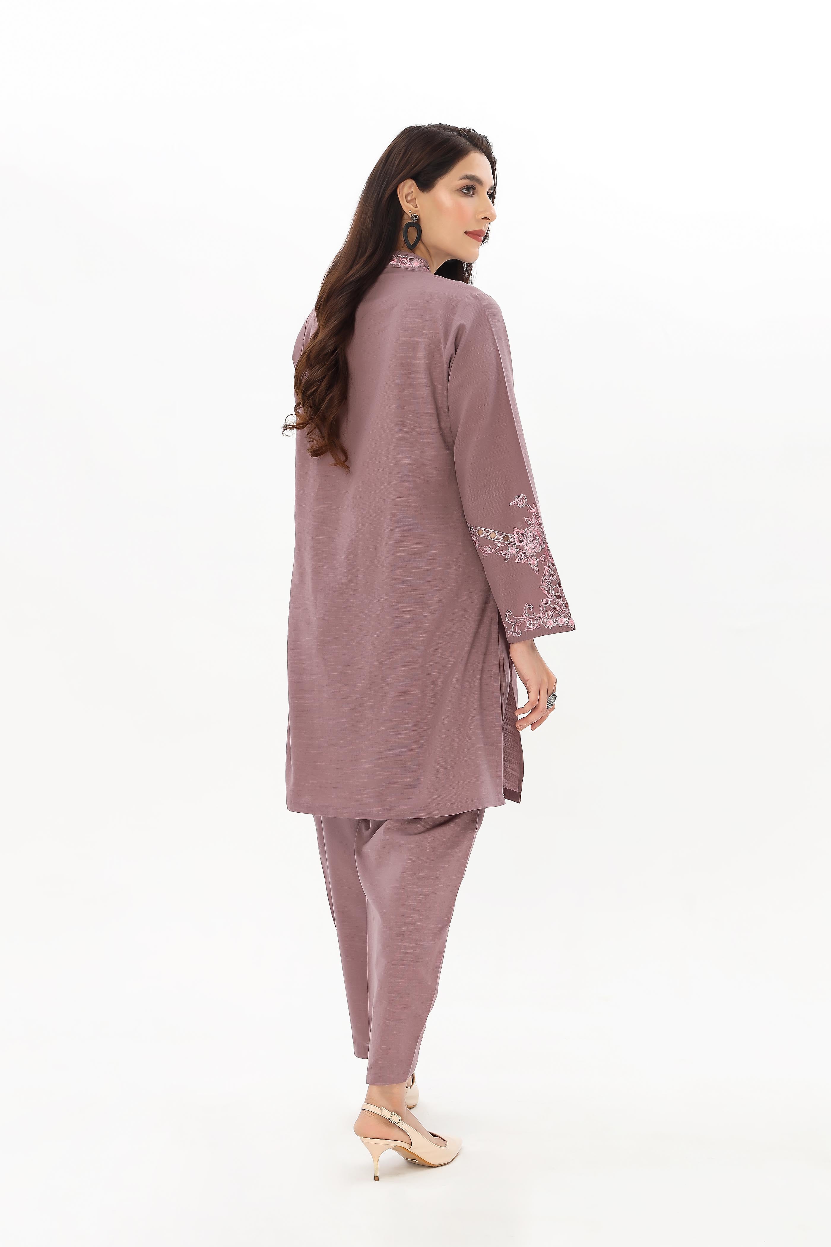 2 Piece Slub Khaddar Embroidered Suit (BE0025)