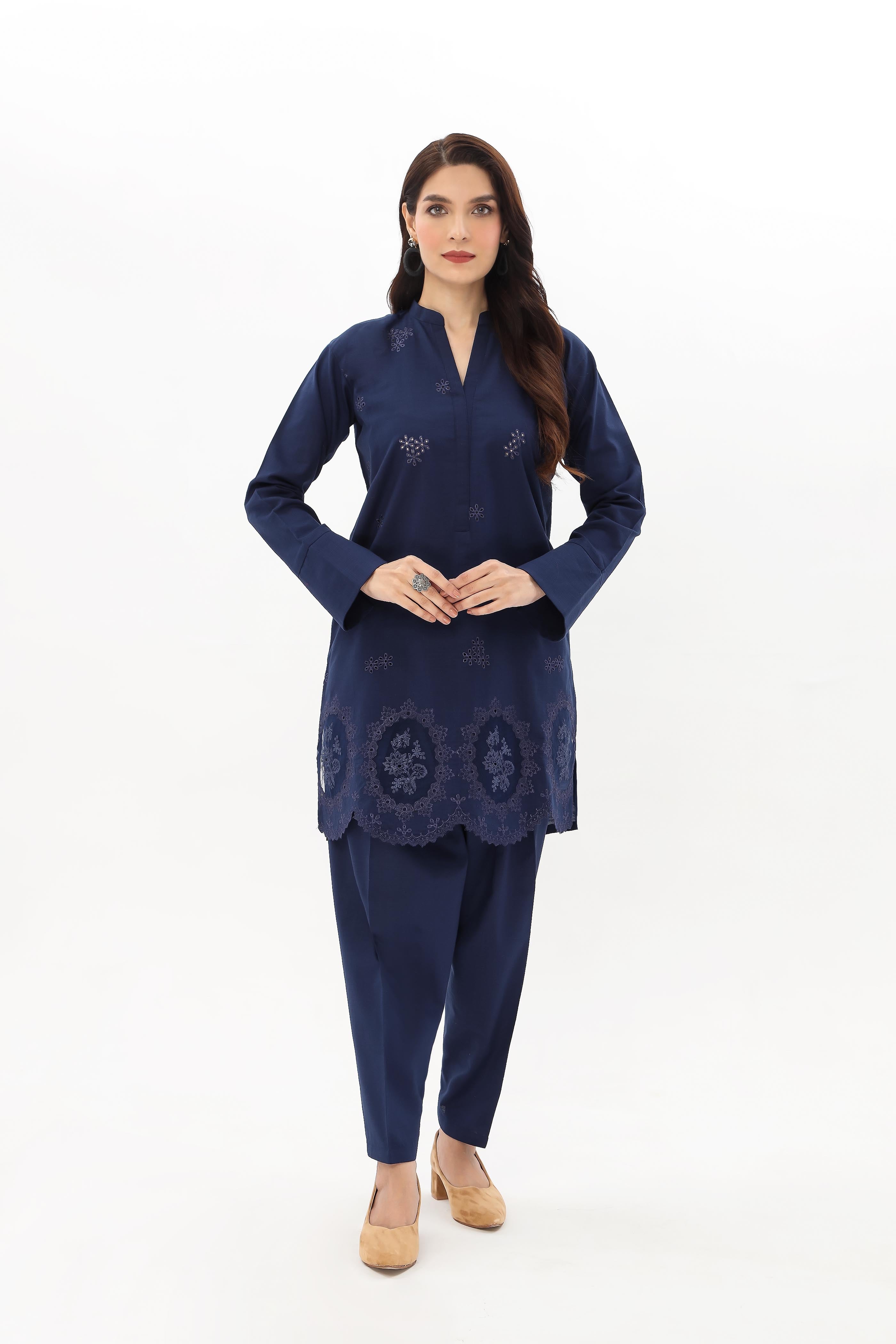 2 Piece Slub Khaddar Embroidered Suit (BE0029)