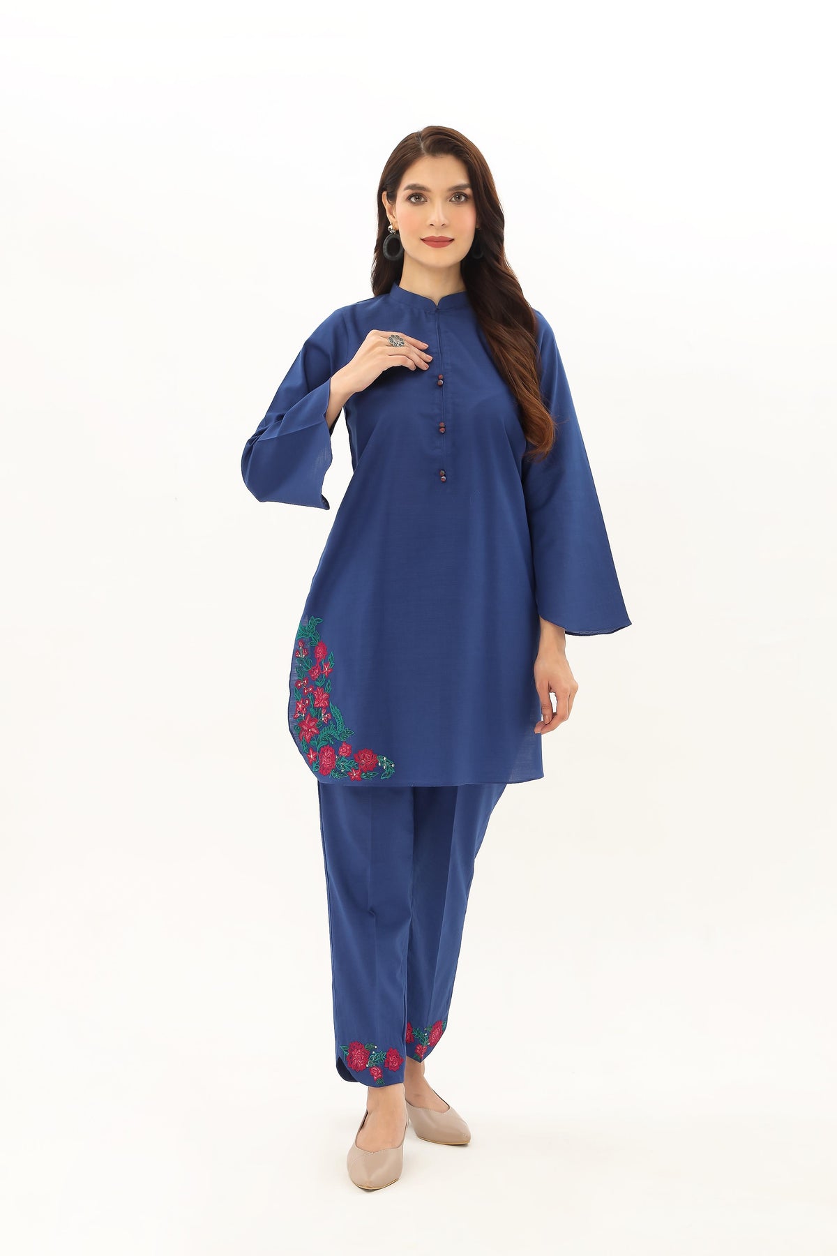 2 Piece Slub Khaddar Solid Suit (BE0033)