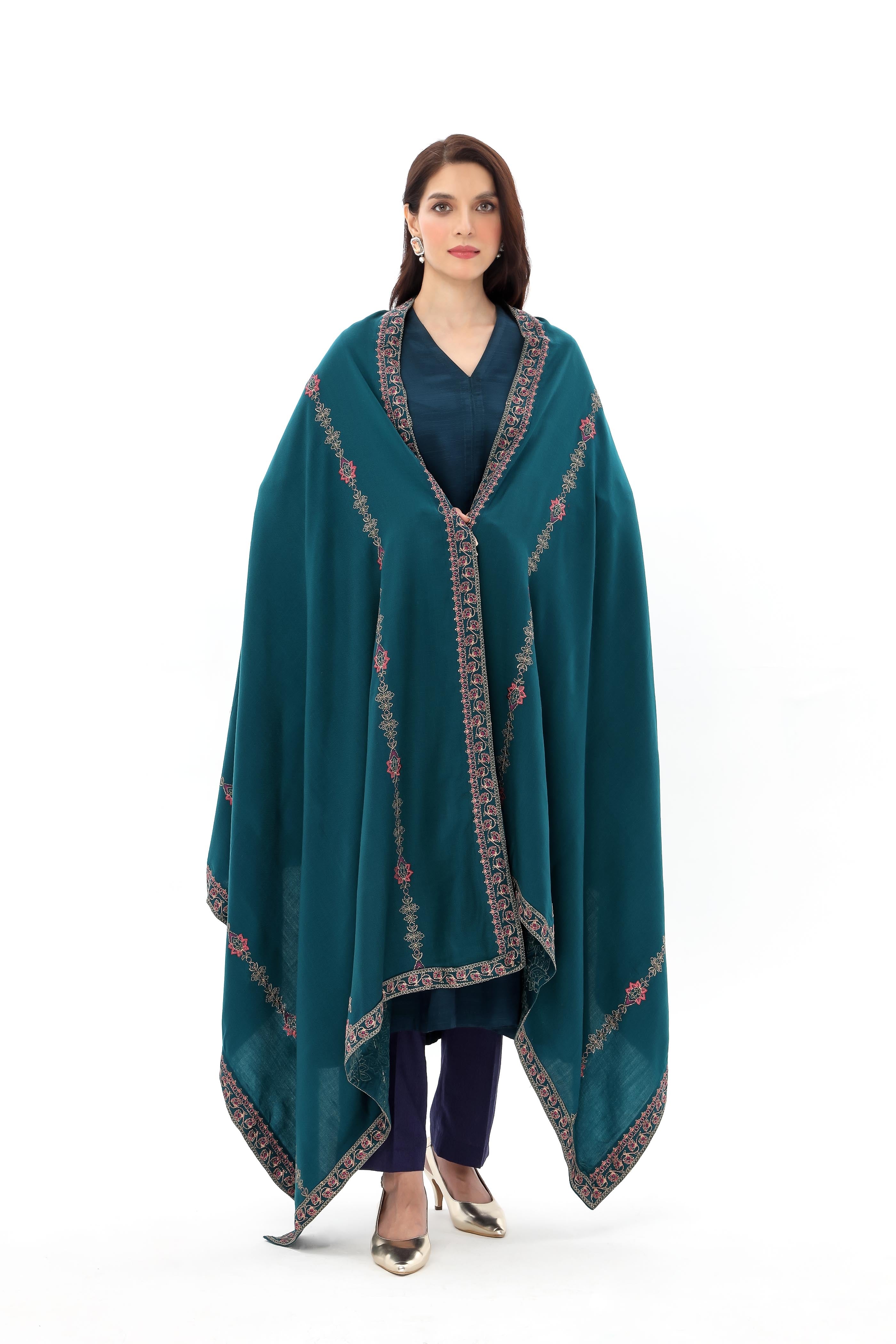 1 Piece Wool Embroidered Shawl (BW0002)