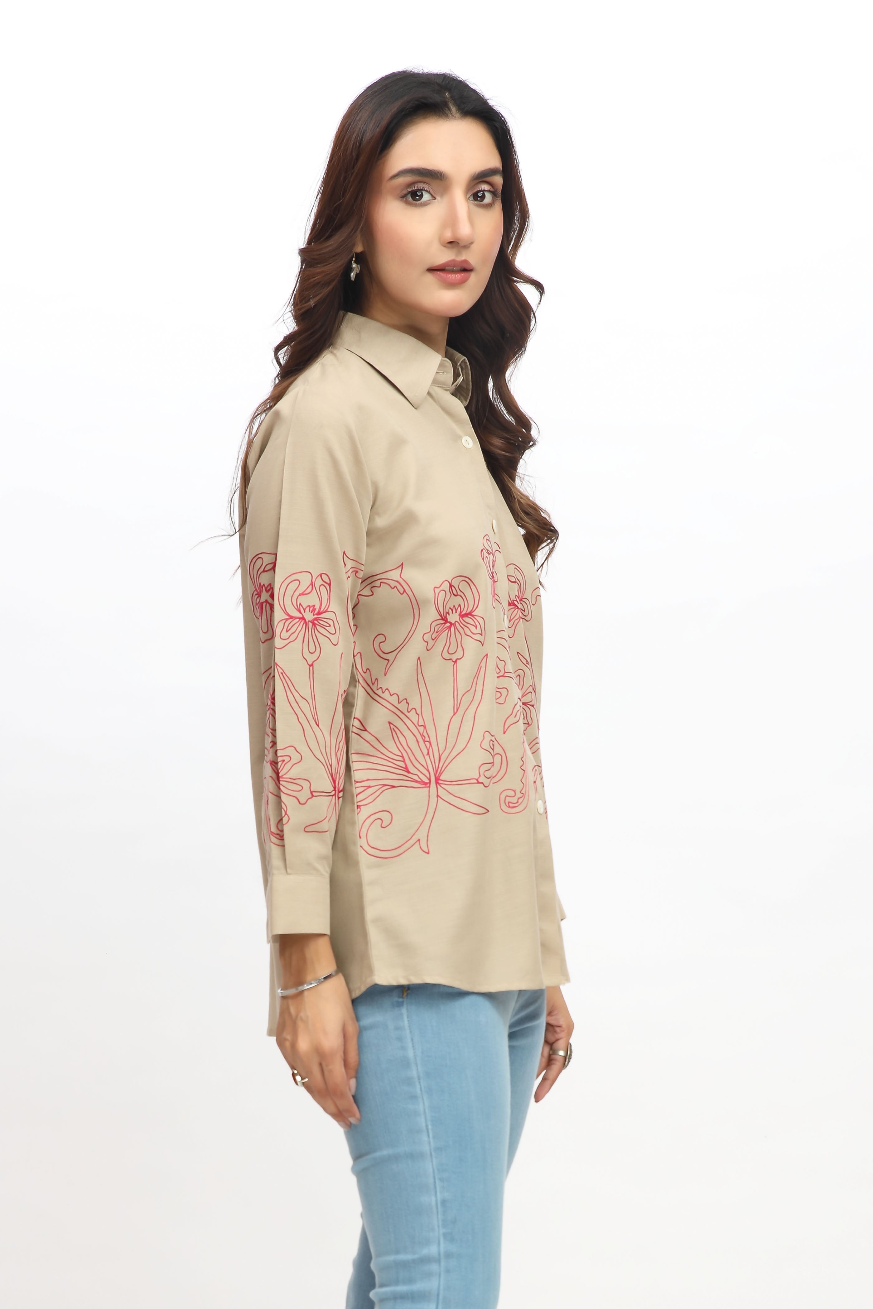 1 Piece Slub Khaddar Embroidered Shirt (BZ0094)