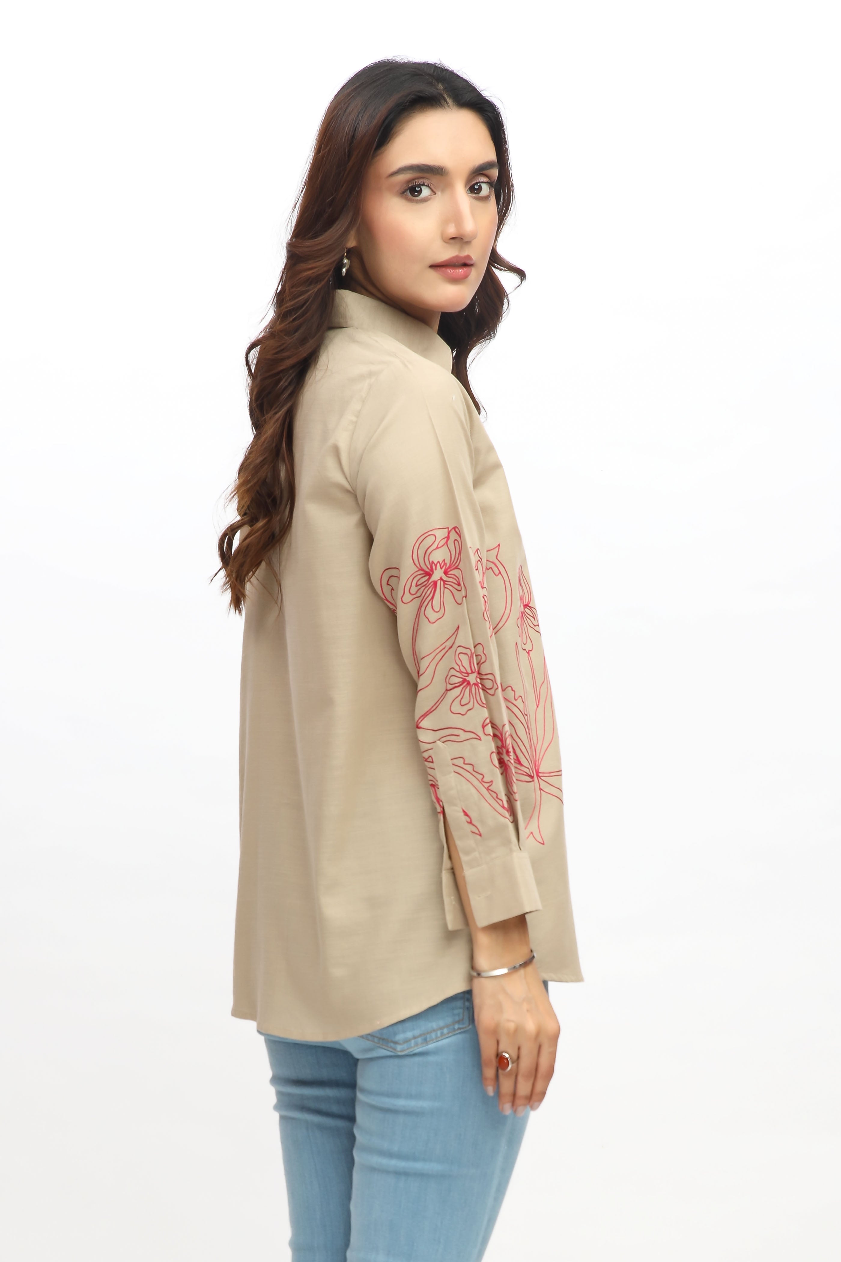 1 Piece Slub Khaddar Embroidered Shirt (BZ0094)