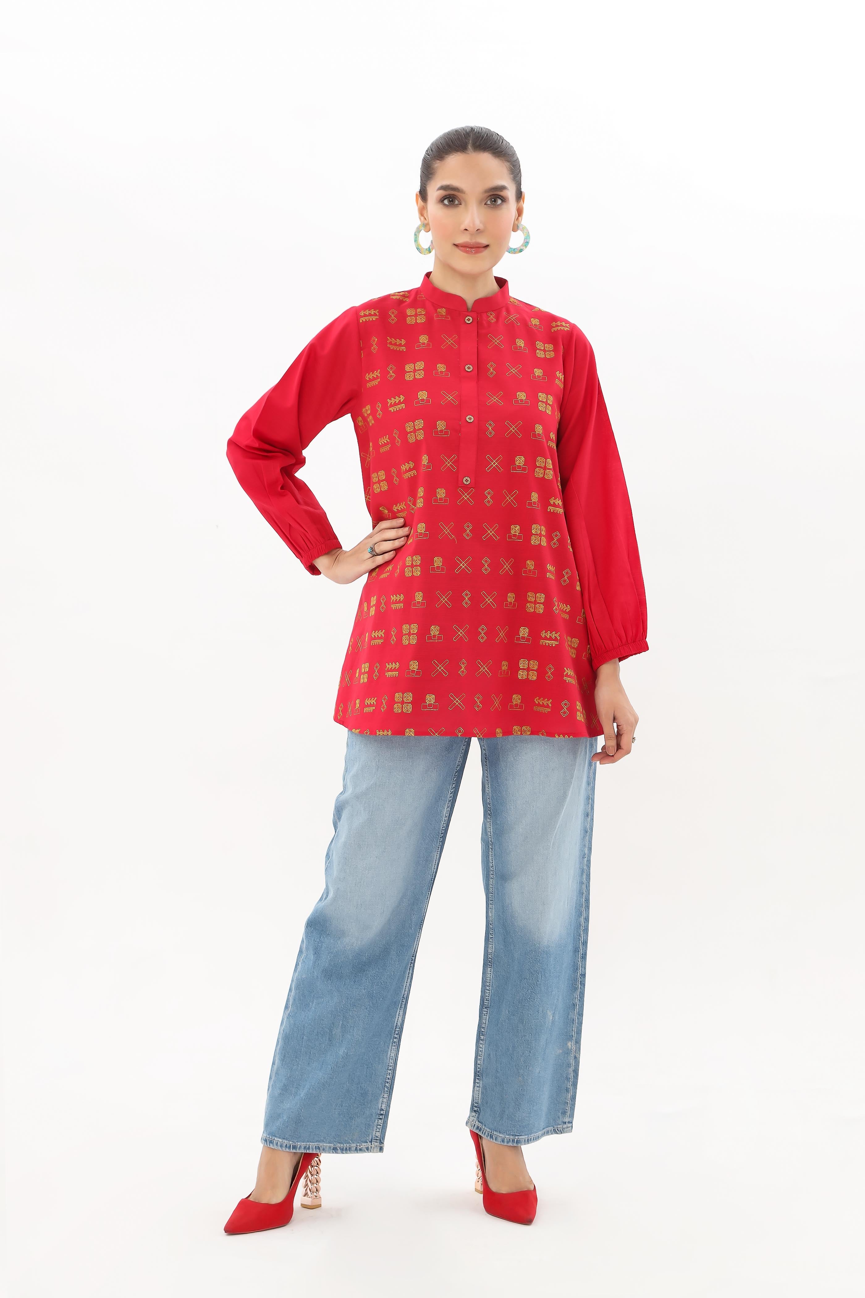 1 Piece Slub Khaddar Printed Shirt (BZ0114)