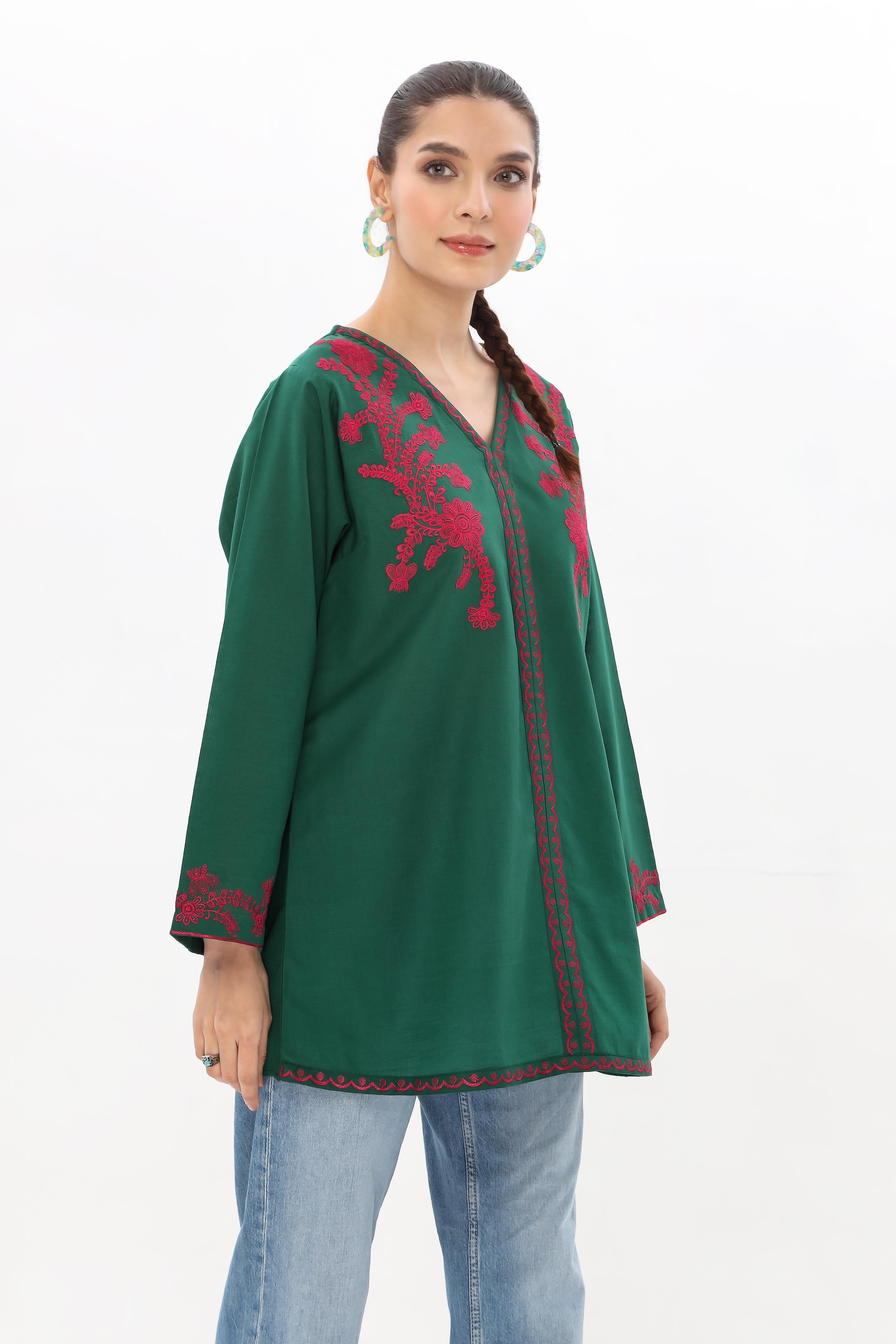 1 Piece Slub Khaddar Embroidered Shirt (BZ0118)