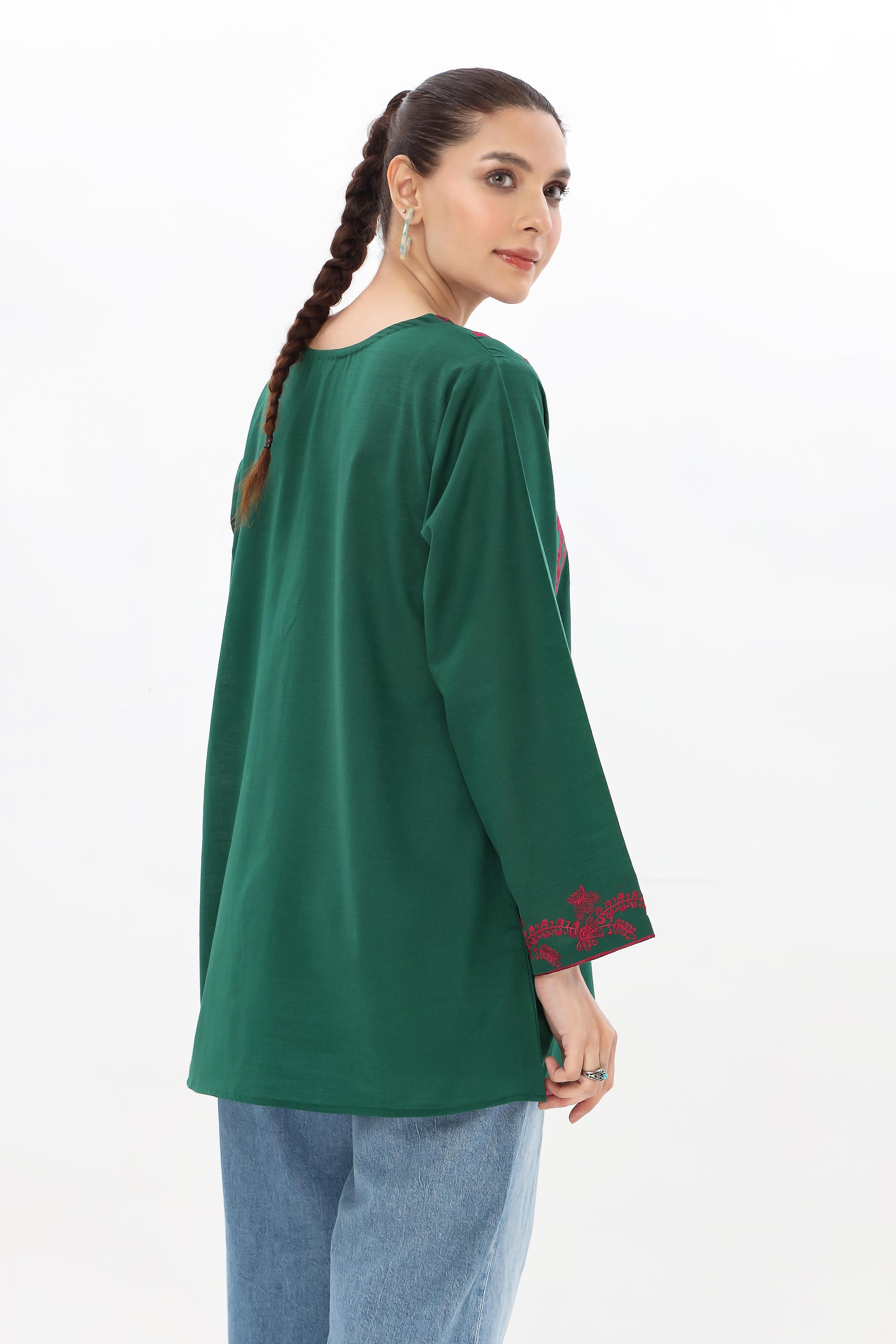 1 Piece Slub Khaddar Embroidered Shirt (BZ0118)