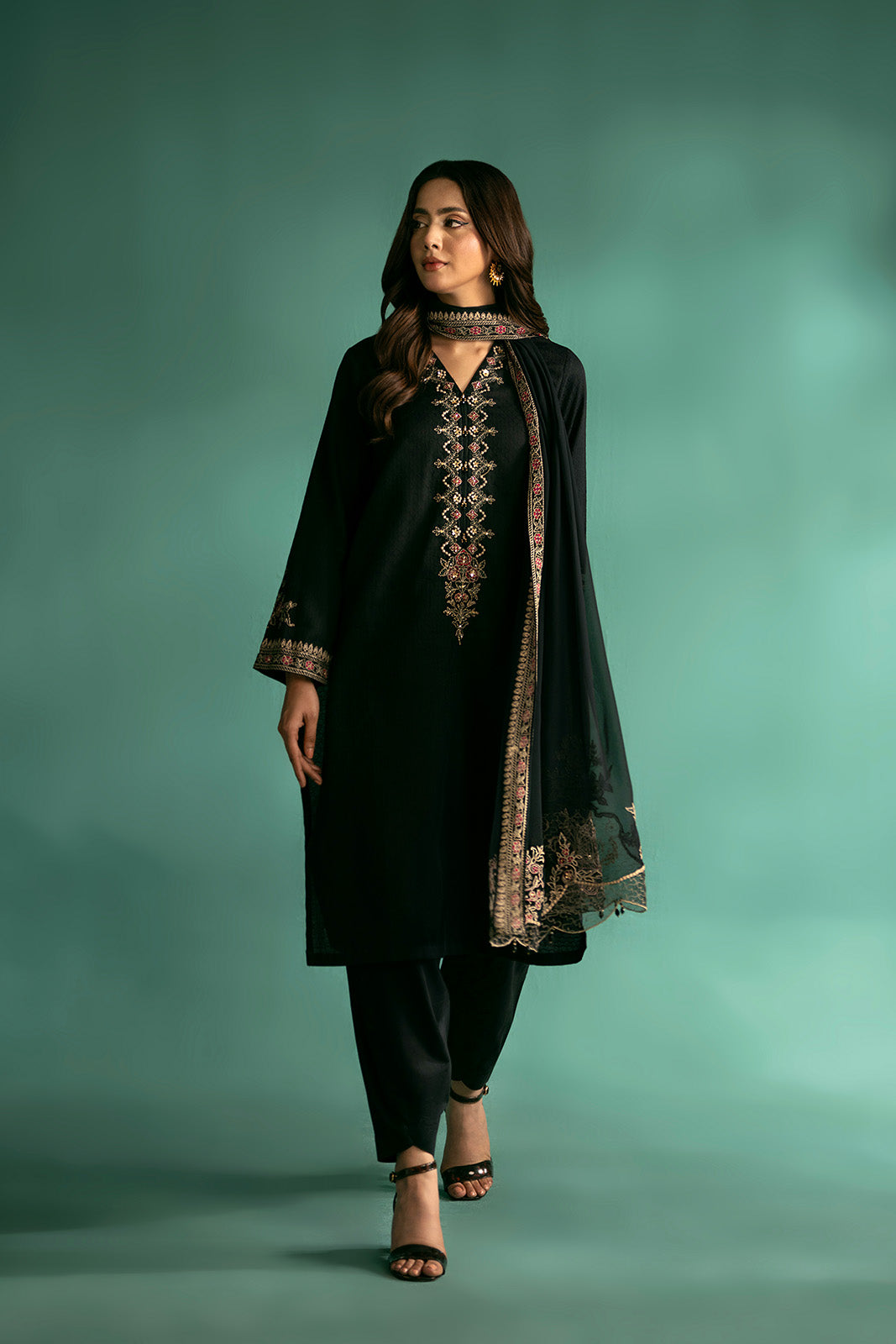 3 Piece Net Embroidered Suit (CS0072)