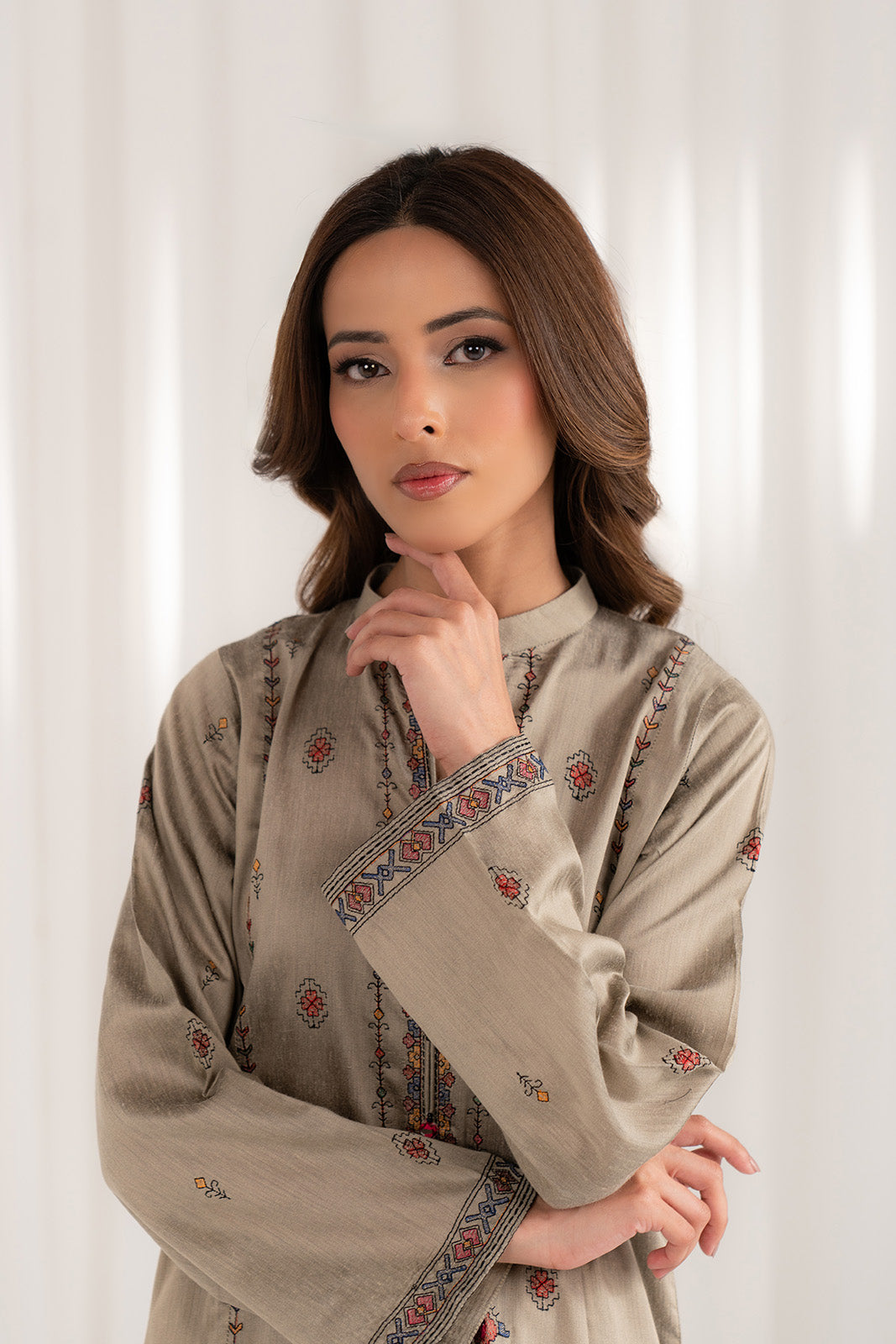 2 Piece Cotton Silk Embroidered Suit (CS0079)