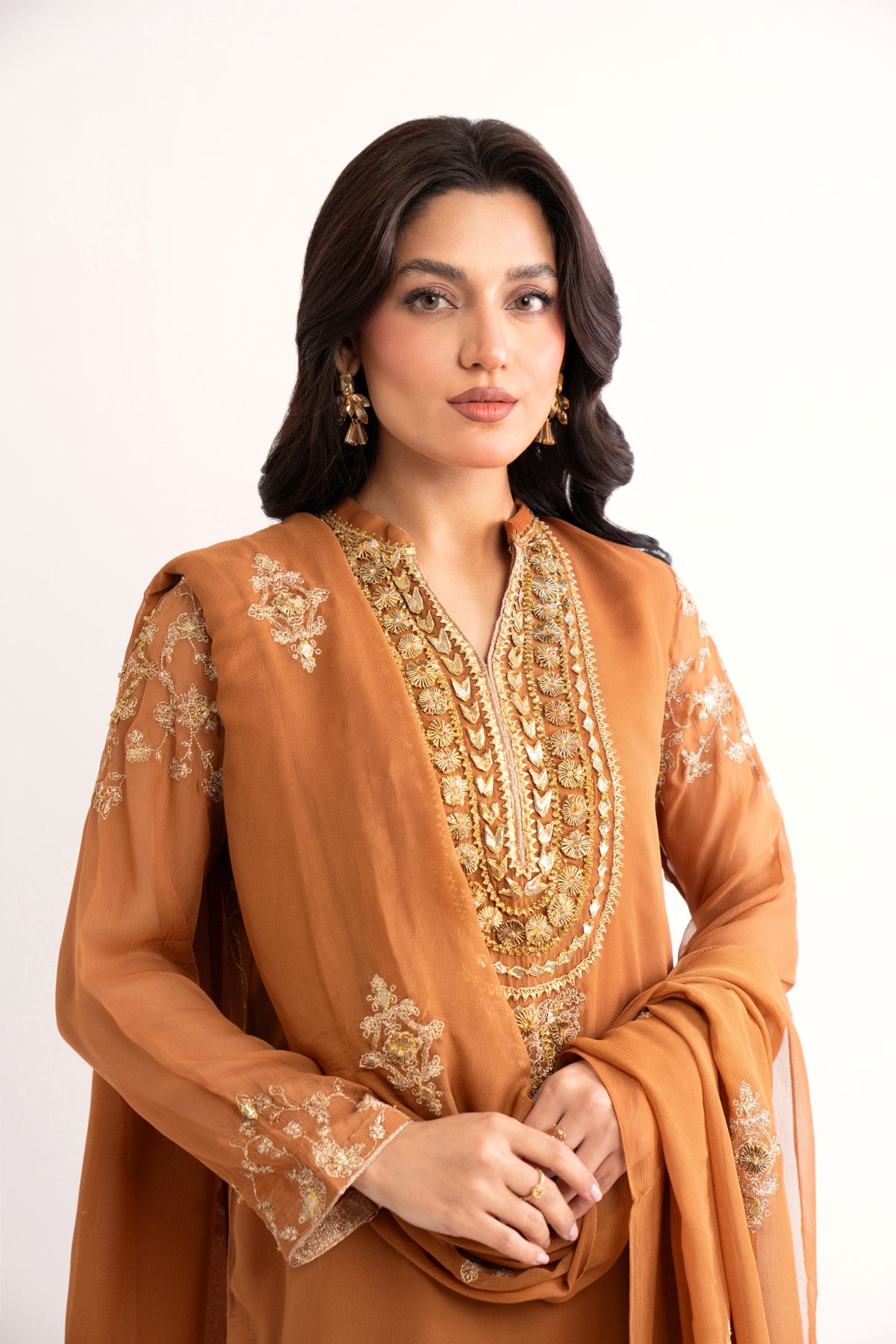 3 Piece Golden Embroidered Suit (AP0048)