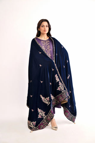 1 Piece Blue Embroidered Shawl (AV0036)