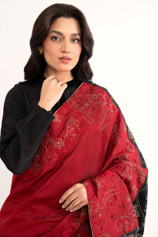 1 Piece Maroon Embroidered Shawl (AA5453)