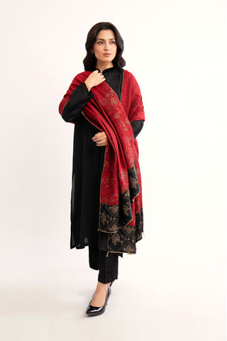 1 Piece Maroon Embroidered Shawl (AA5453)