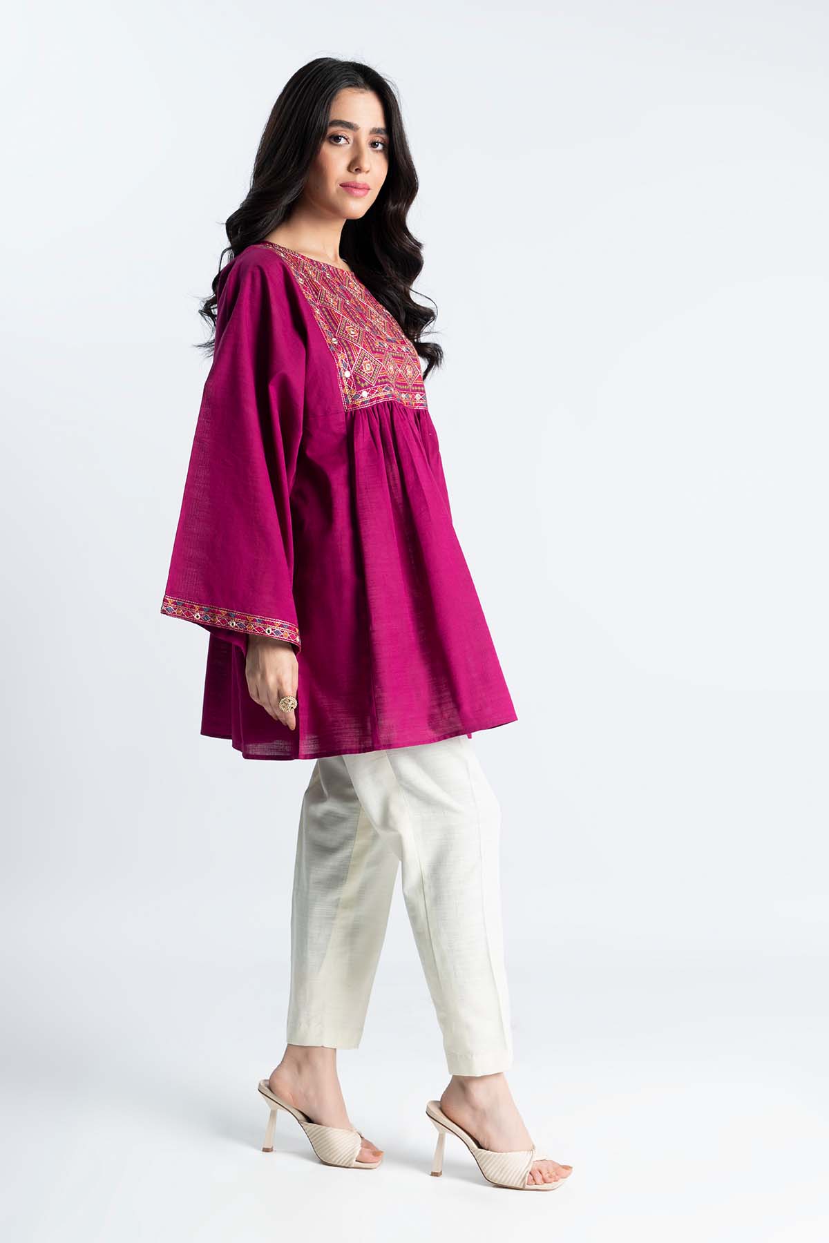 1 Piece Slub Khaddar Embroidered Shirt (BB9426)