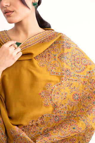 1 Piece Mustard Embroidered Shawl (BS0040)