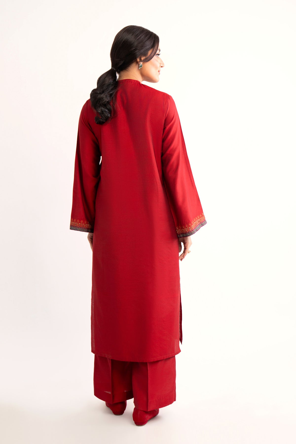 2 Piece Red Embroidered Suit (BA0137)