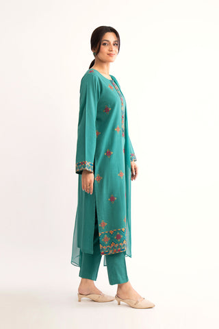 3 Piece Green Embroidered Suit (BA0136)