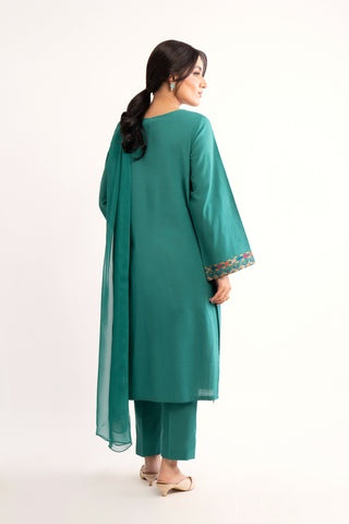 3 Piece Green Embroidered Suit (BA0136)