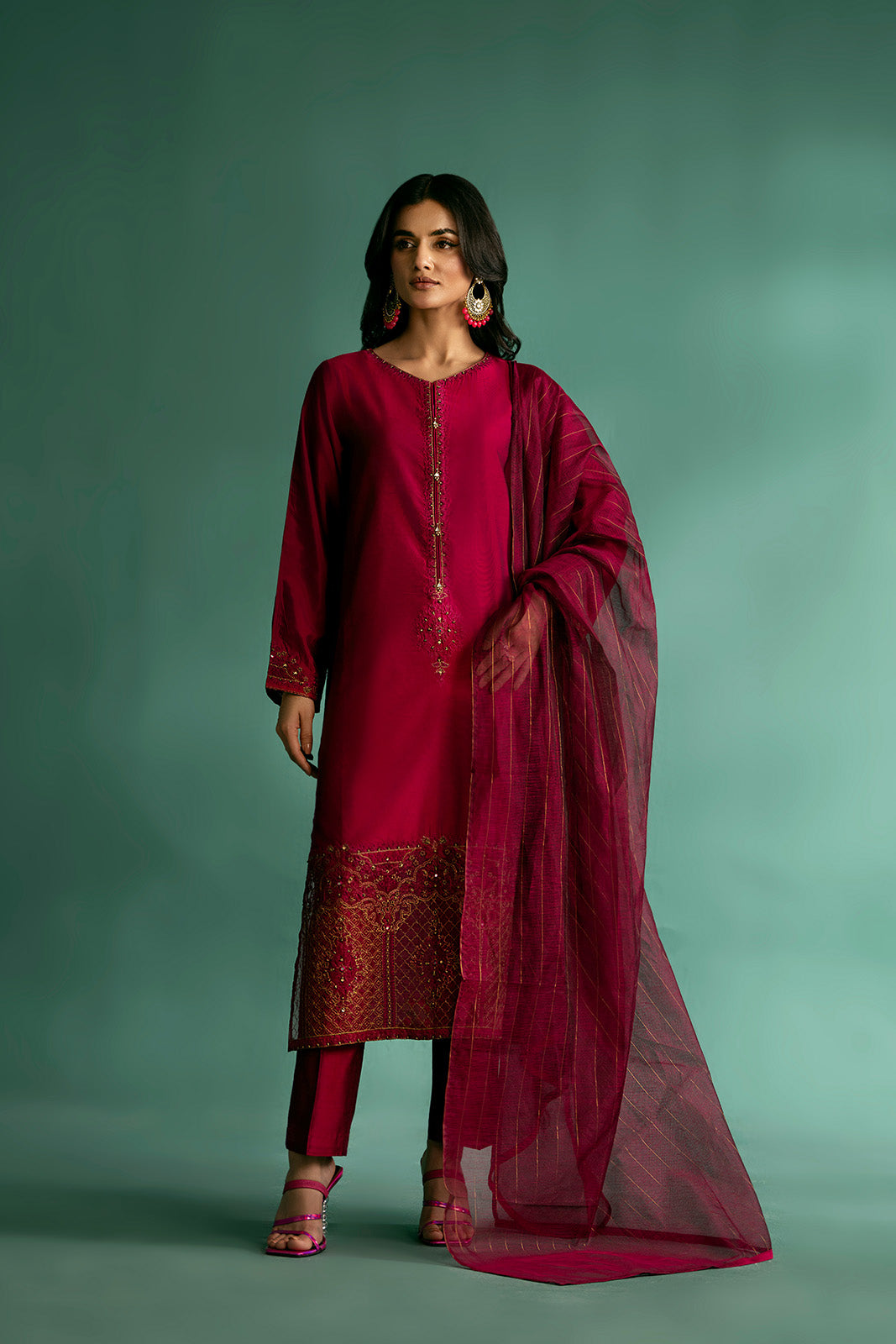 3 Piece Cotton Silk Embroidered Suit (CS0060)