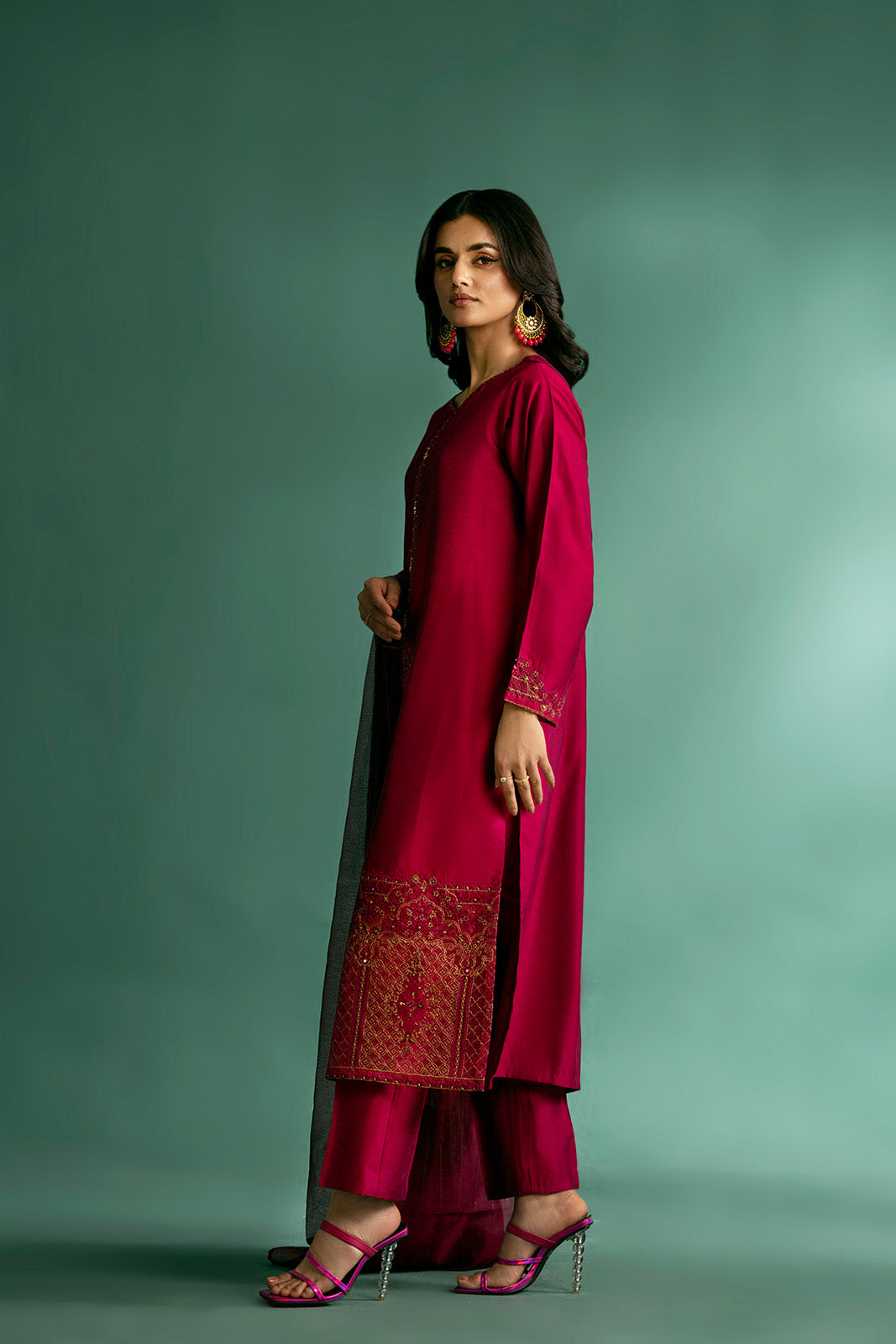 3 Piece Cotton Silk Embroidered Suit (CS0060)