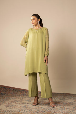 2 Piece Chiffon Embroidered Suit (AS0479)