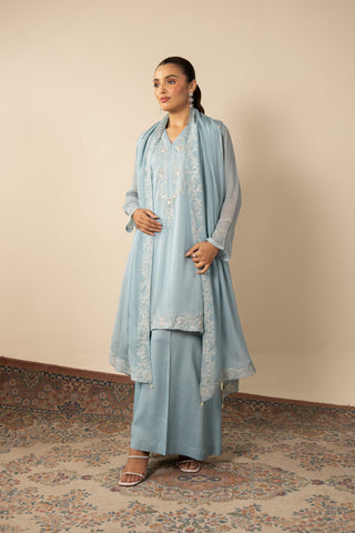 3 Piece Chiffon Embroidered Suit (FL0002)