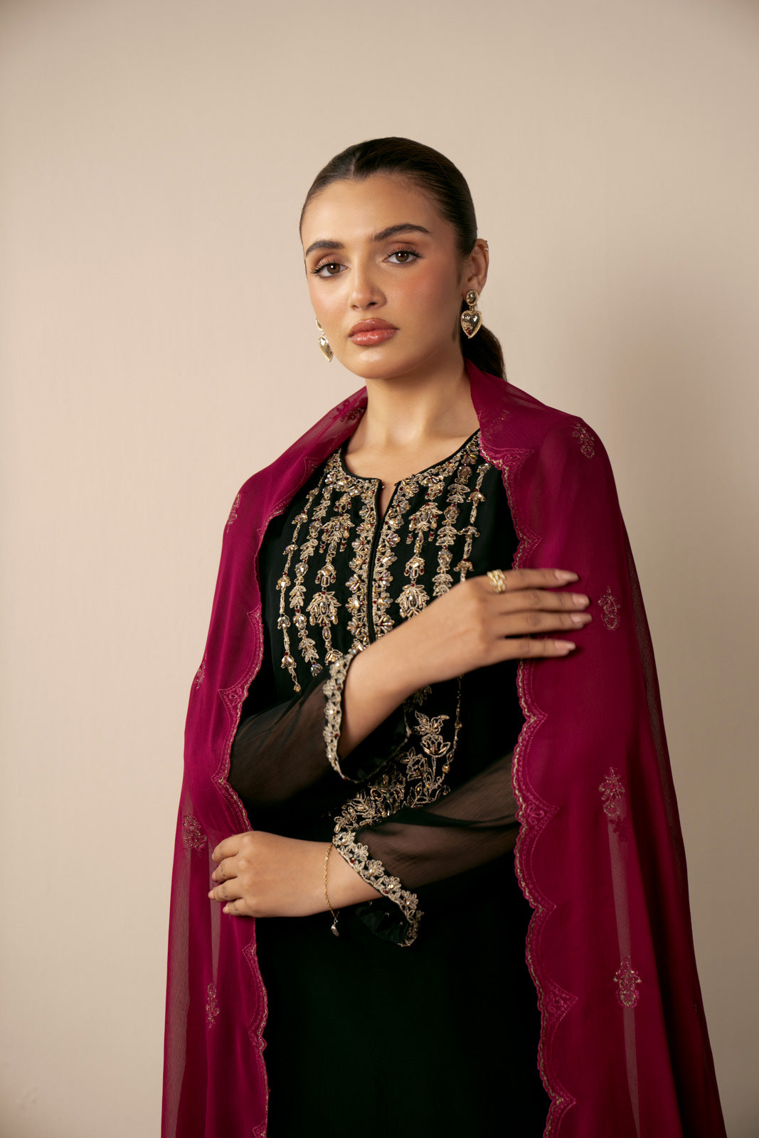 1 Piece Chiffon Embroidered Dupatta (AA5460)