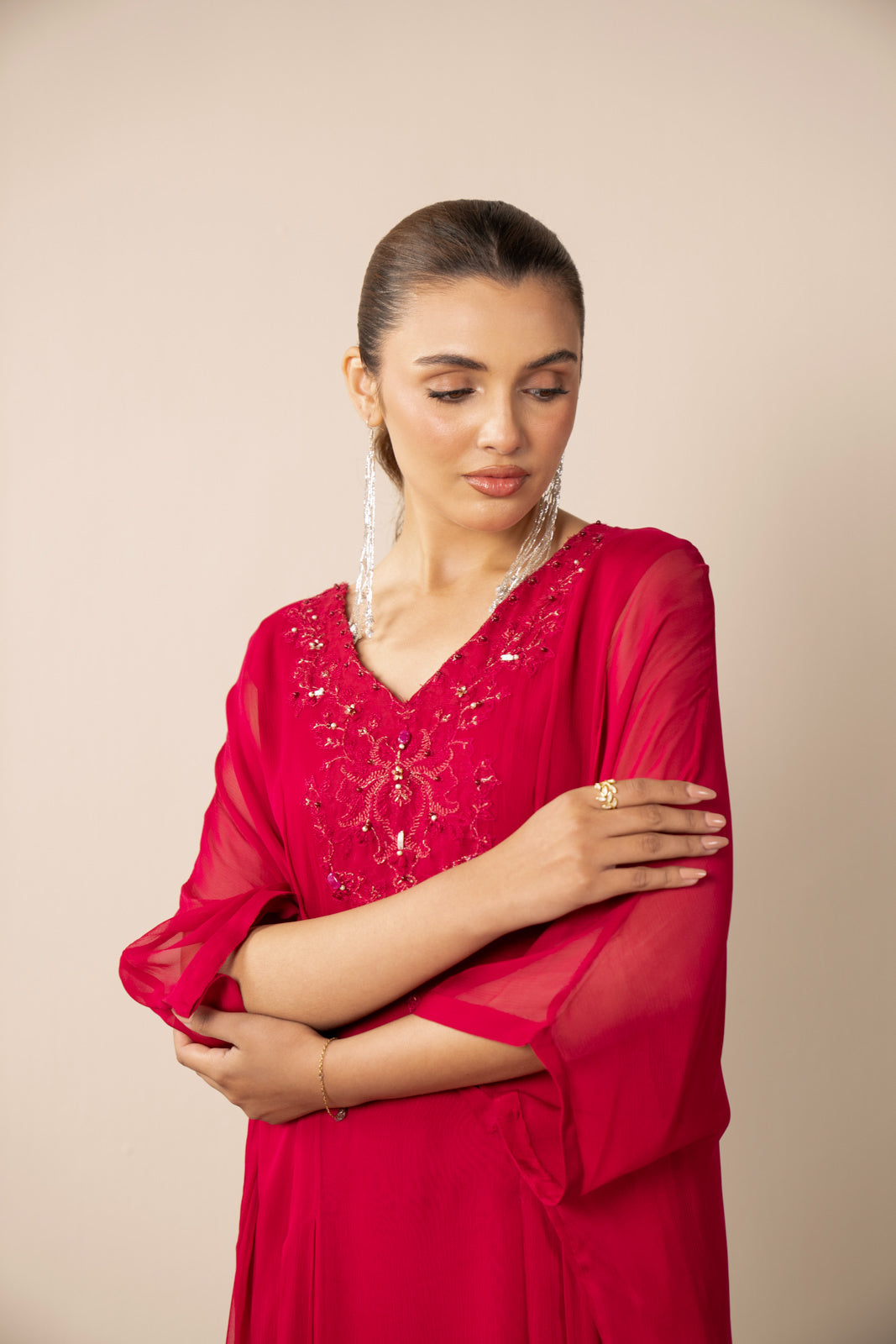 1 Piece Chiffon Embroidered Shirt (FS0006)