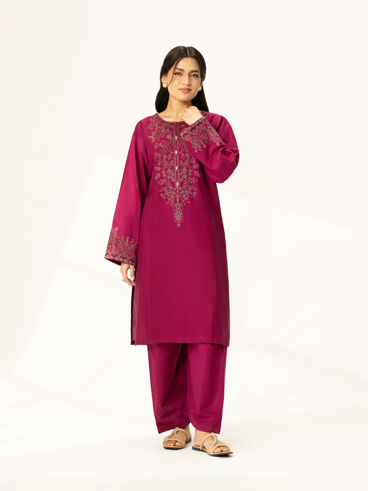 2 Piece Plum Embroidered Suit (BA0144)