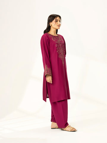 2 Piece Plum Embroidered Suit (BA0144)