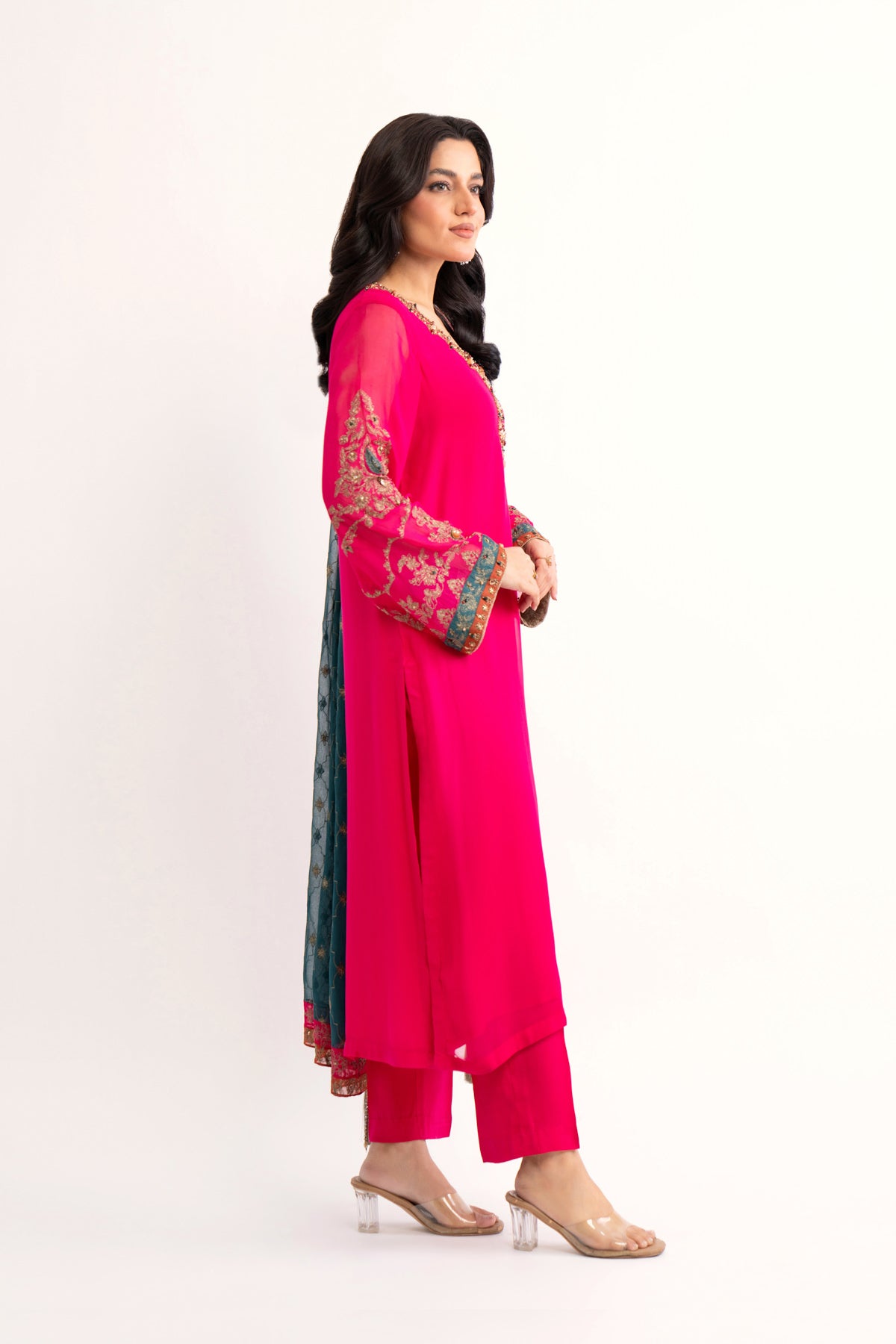 3 Piece Pink Embroidered Suit (AP0050)