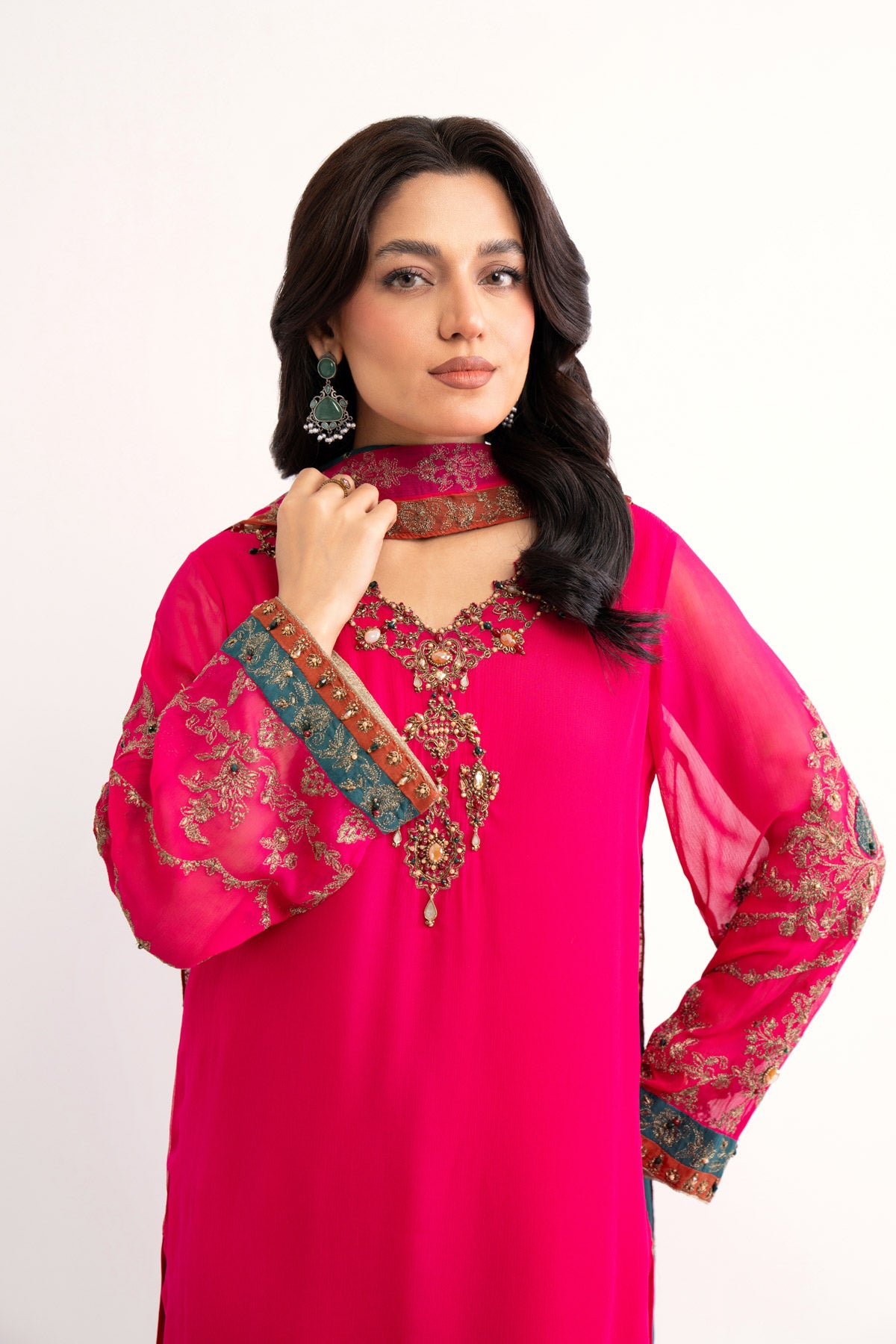 3 Piece Pink Embroidered Suit (AP0050)