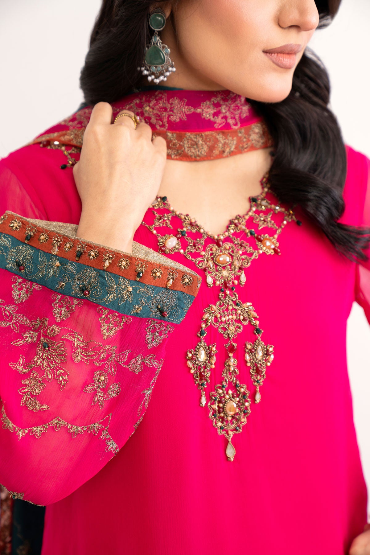 3 Piece Pink Embroidered Suit (AP0050)