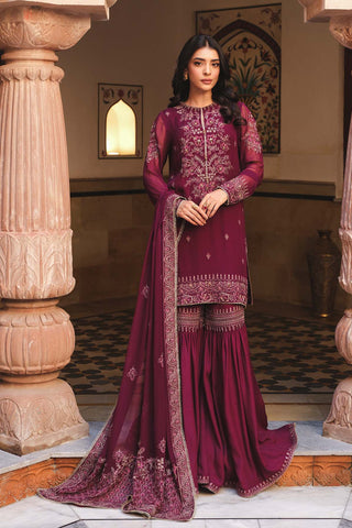 3 Piece Chiffon Embroidered Unstitched Suit (AU0010)