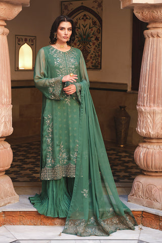 3 Piece Chiffon Embroidered Unstitched Suit (AU0003)