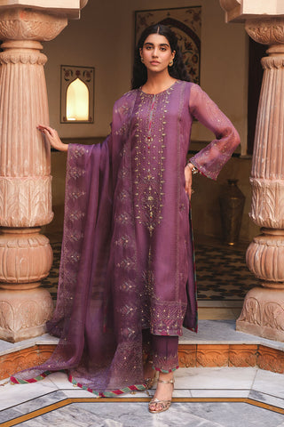 3 Piece Organza Embroidered Unstitched Suit (AU0005)