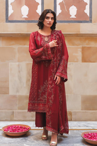 3 Piece Chiffon Embroidered Unstitched Suit (AU0014)