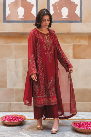 3 Piece Chiffon Embroidered Unstitched Suit (AU0014)