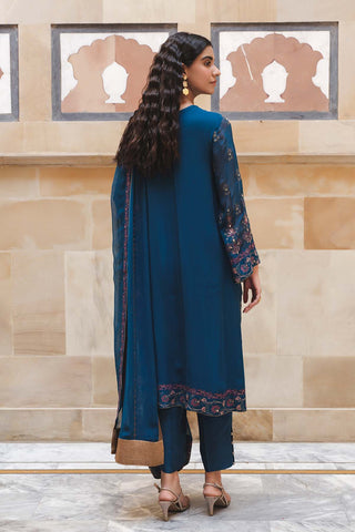 3 Piece Chiffon Embroidered Unstitched Suit (AU0009)