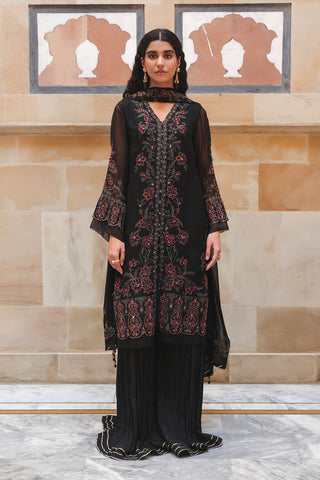 3 Piece Chiffon Embroidered Unstitched Suit (AU0011)