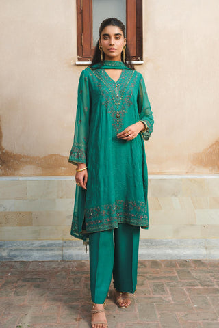 3 Piece Chiffon Embroidered Suit (AU0018)